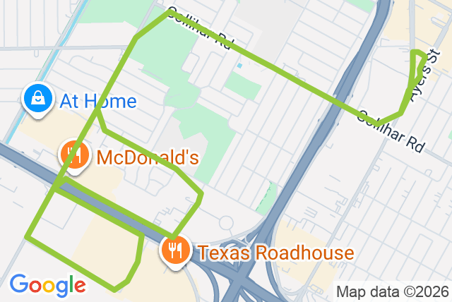 Map of route 25 Gollihar/Greenwood