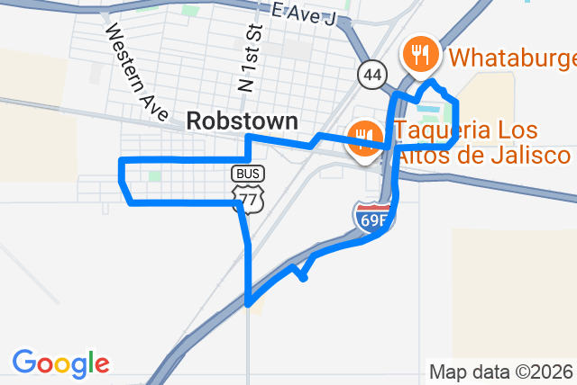 Map of route 35 Robstown South