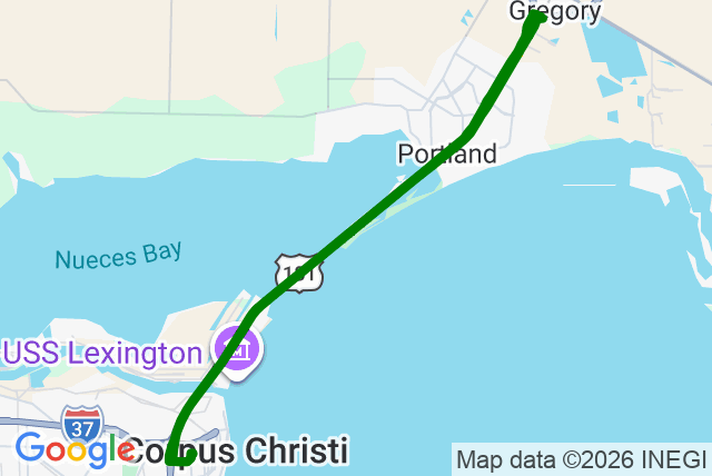 Map of route 54 Gregory/Downtown Express