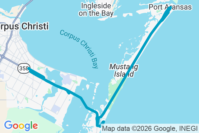 Map of route 65 Padre Island Flex