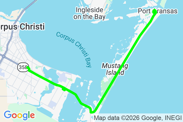 Map of route 90 Port Aransas Flexi-B