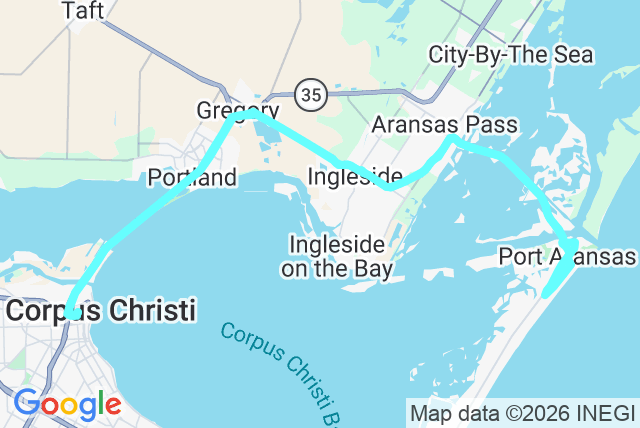 Map of route 95 Port Aransas Express