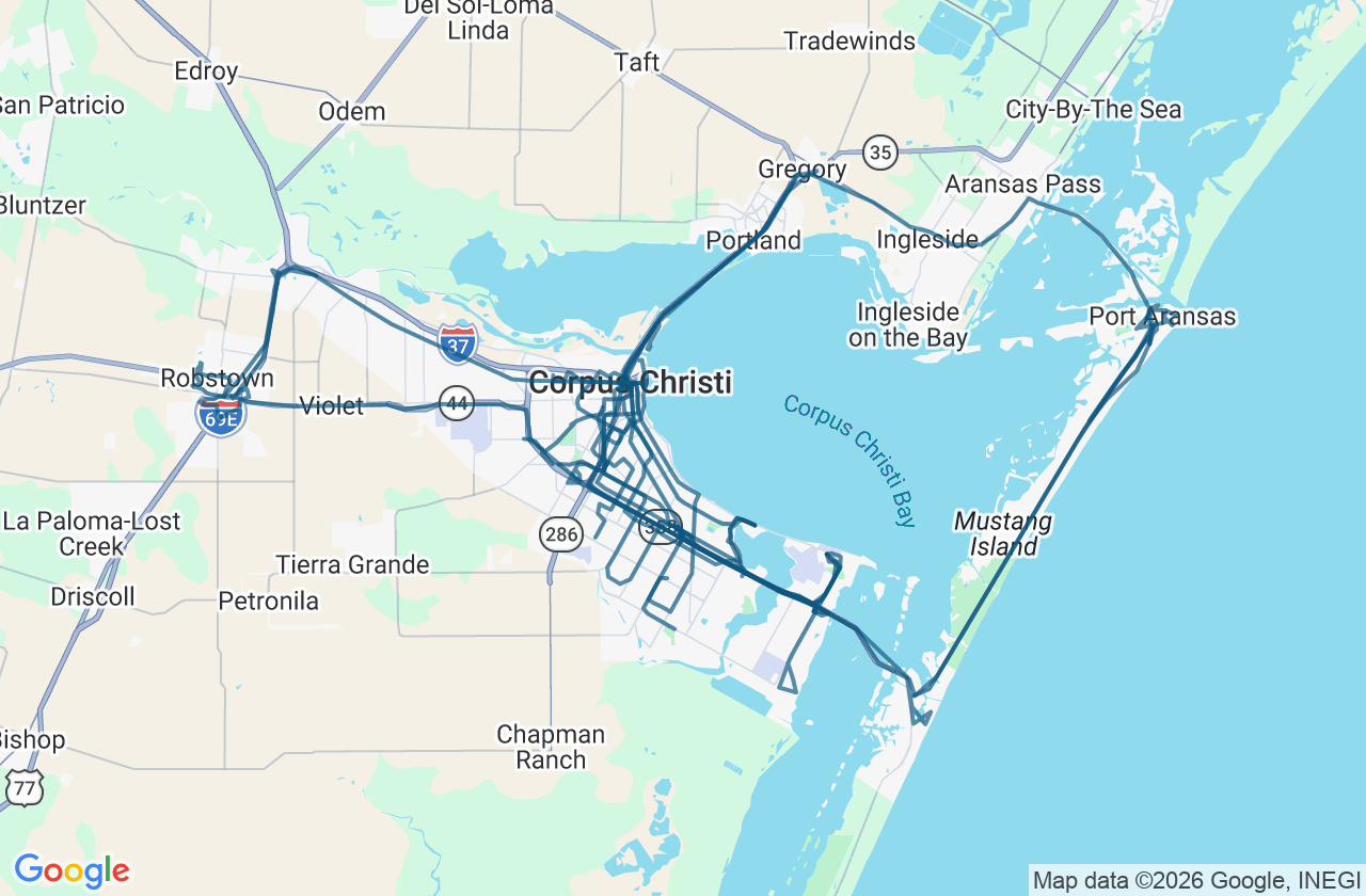 Map of live CCRTA bus positions