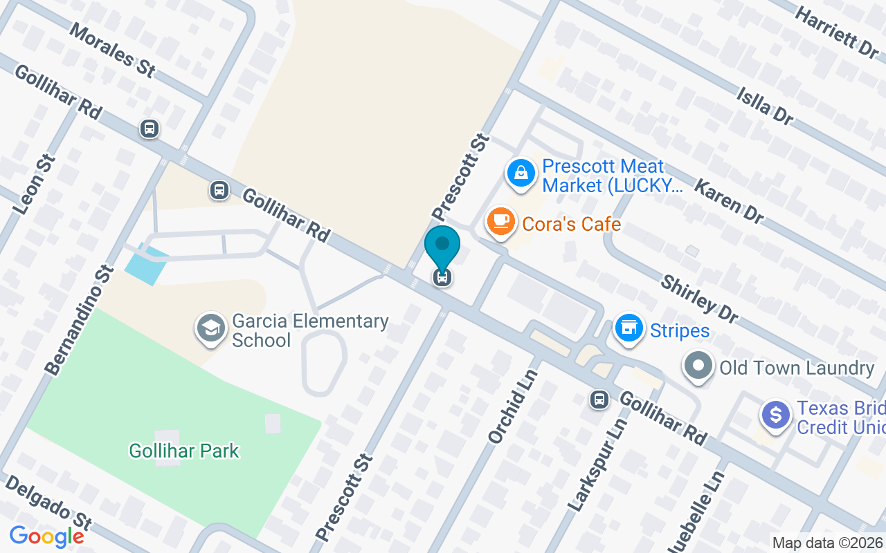 Map showing the location of Gollihar @ Prescott