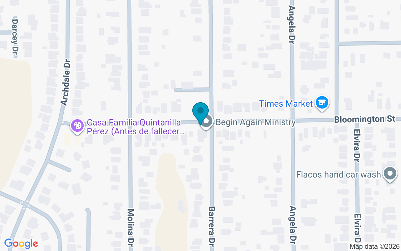 Map showing the location of Bloomington @ Barrerra