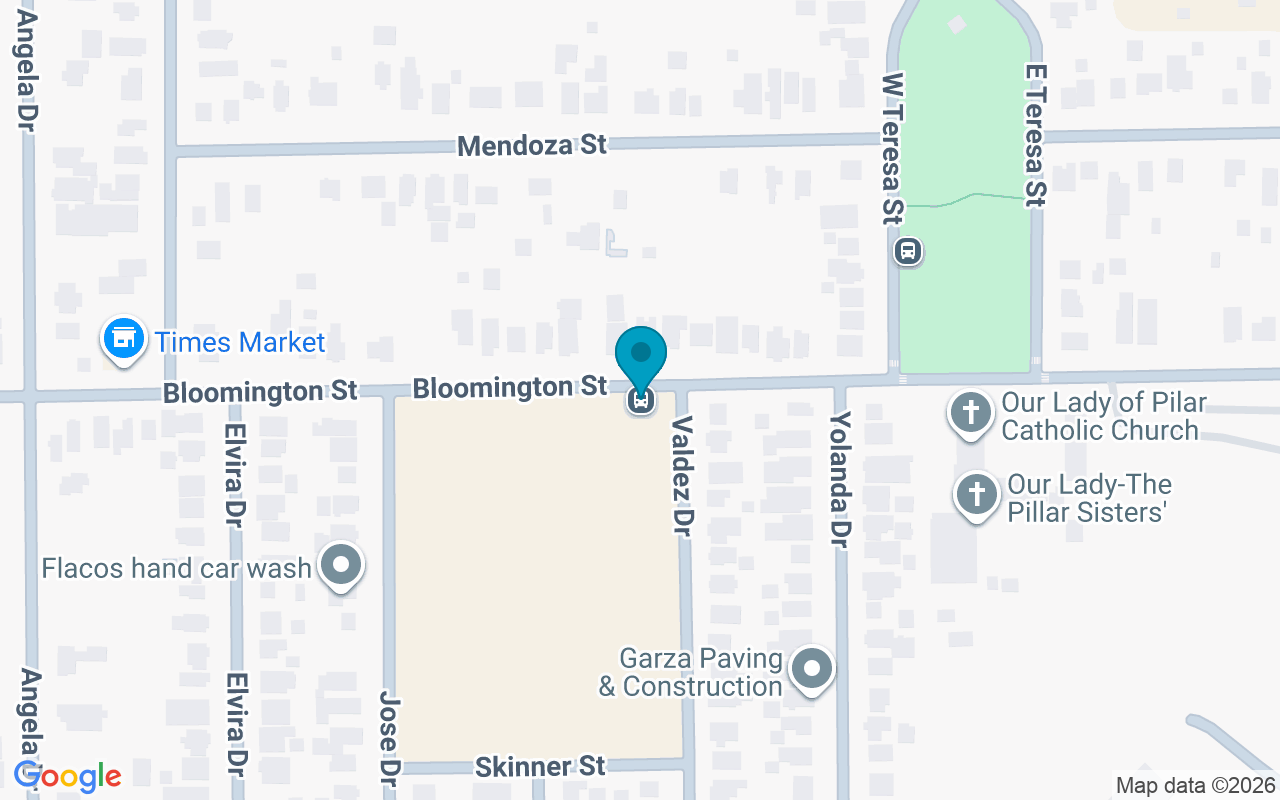 Map showing the location of Bloomington @ Valdez