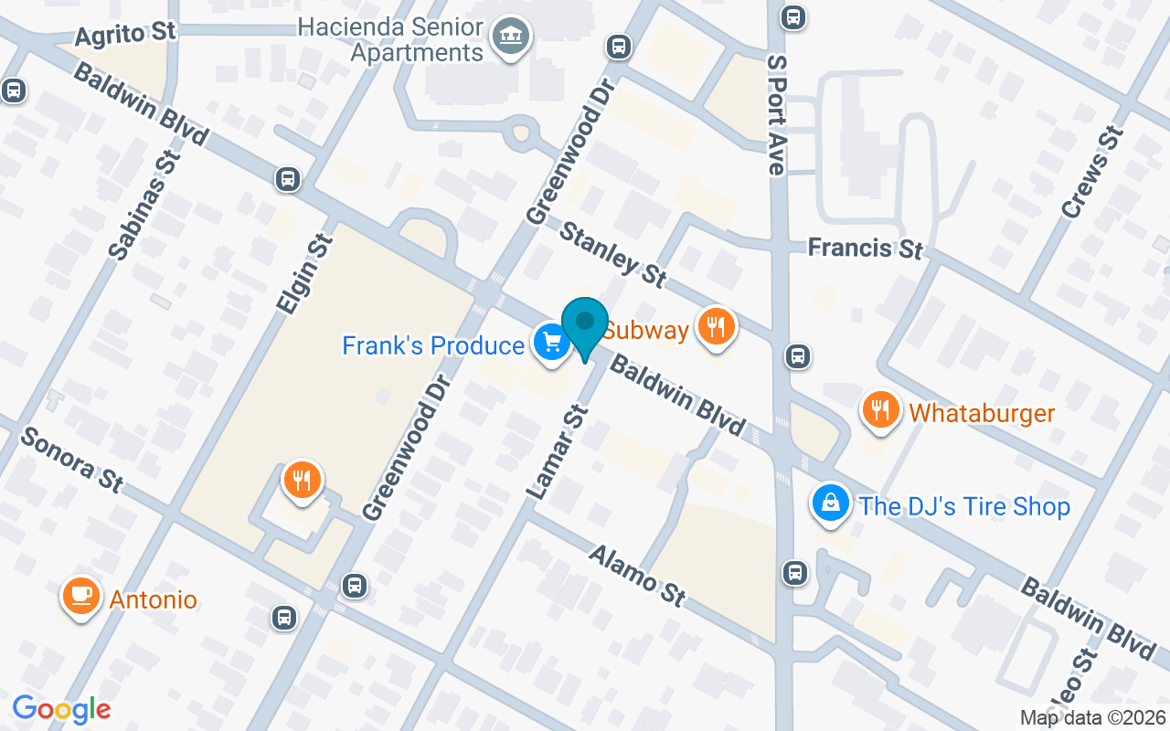 Map showing the location of Baldwin @ Lamar