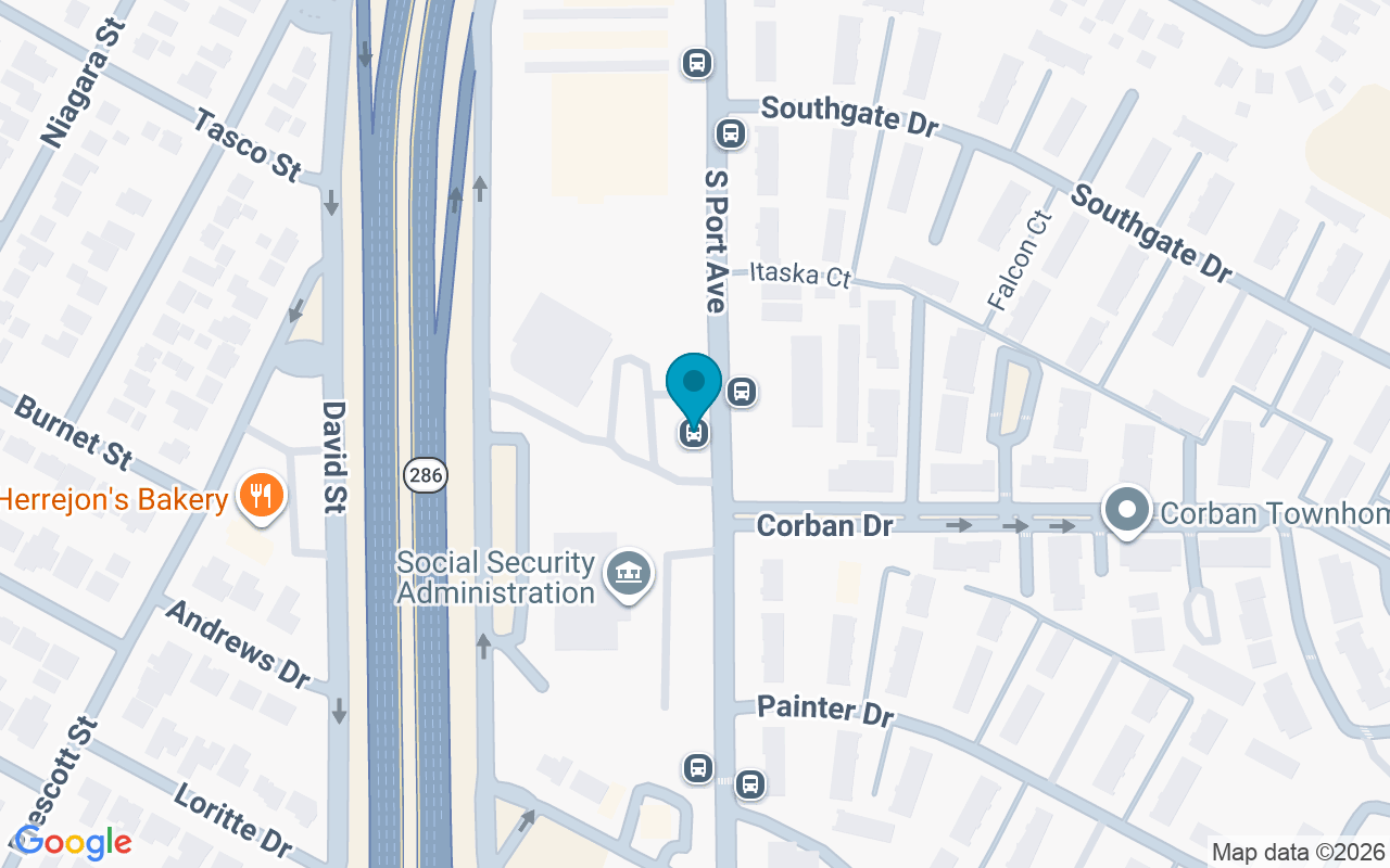 Map showing the location of Port @ Corban