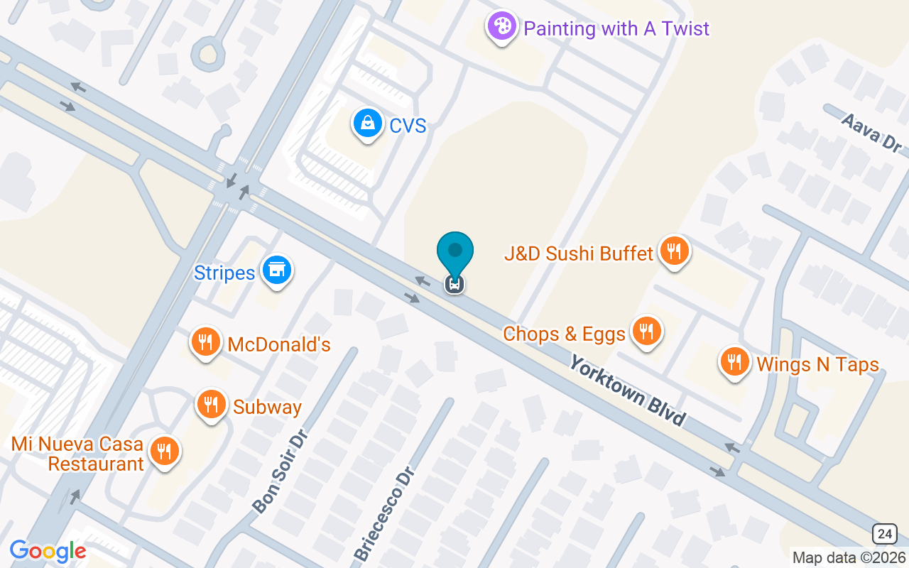 Map showing the location of Yorktown @ Staples