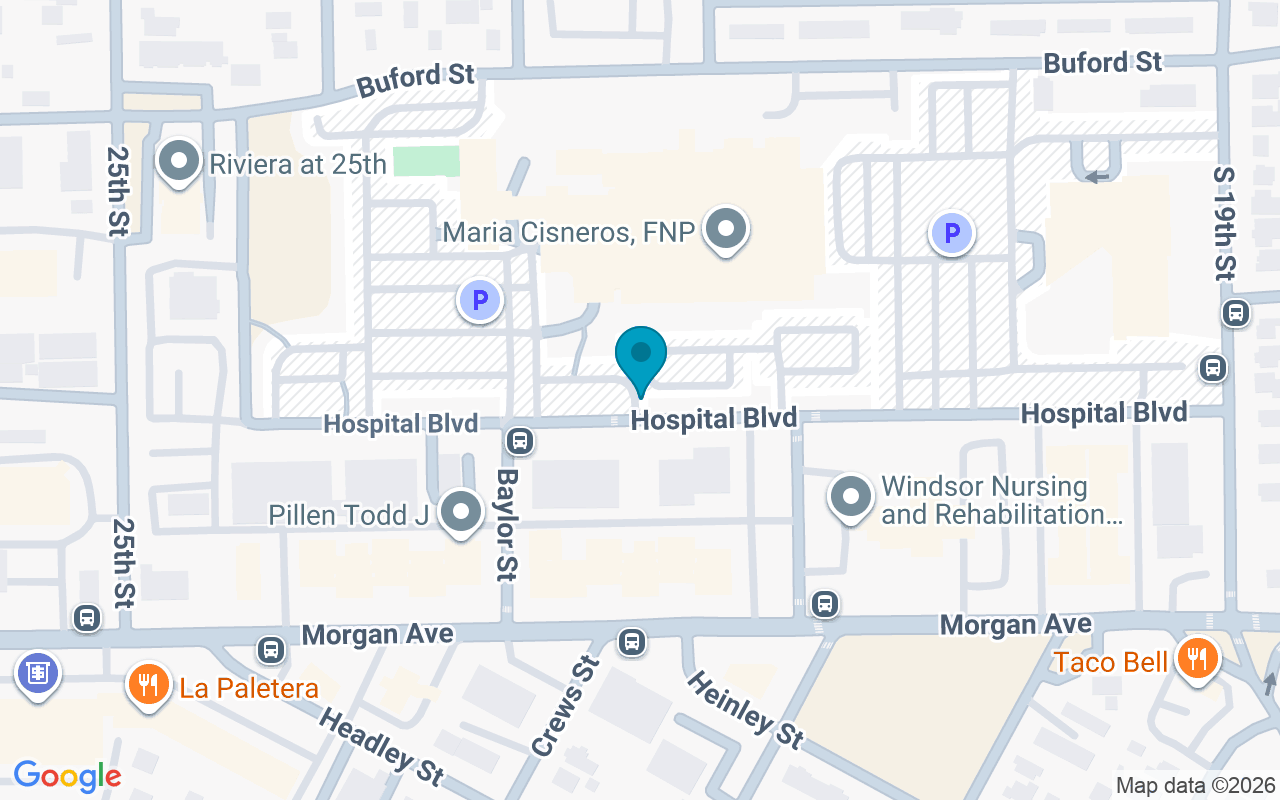 Map showing the location of Hospital Blvd. @ Baylor