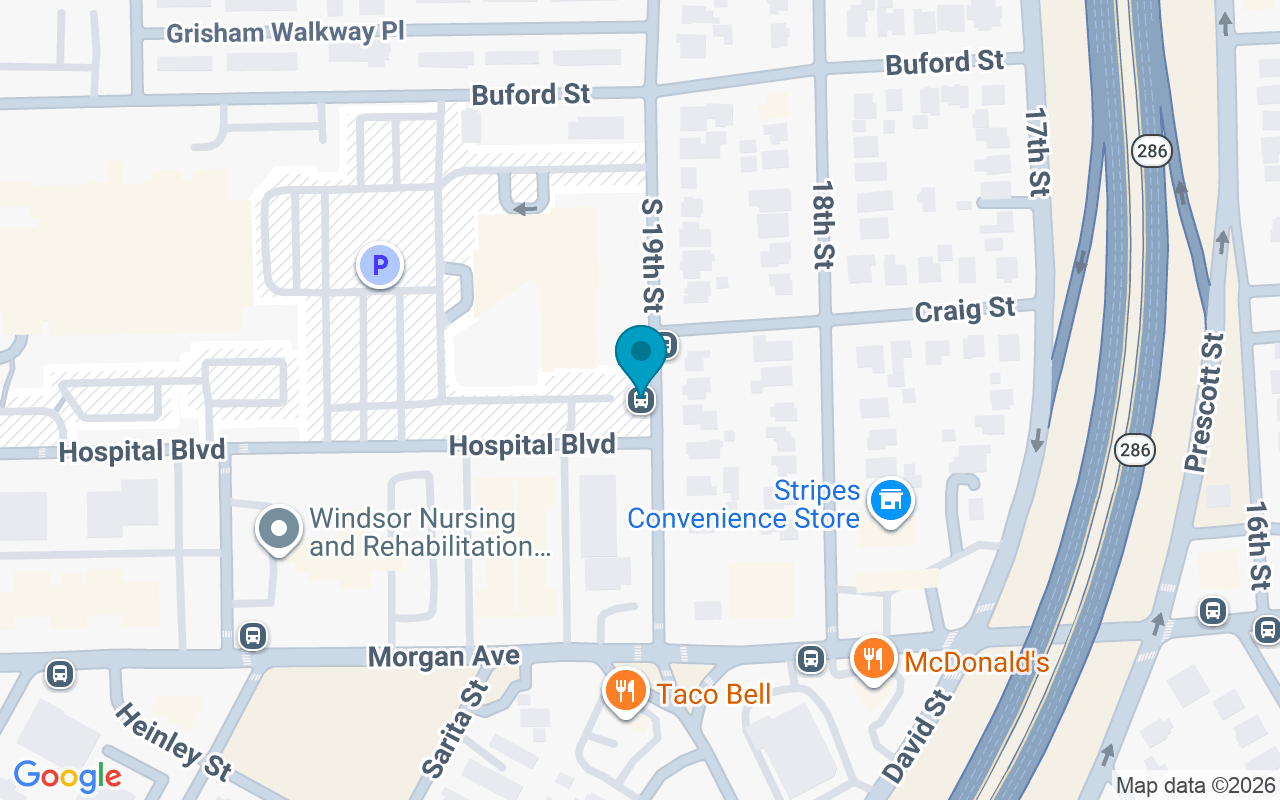 Map showing the location of 19th @ Hospital