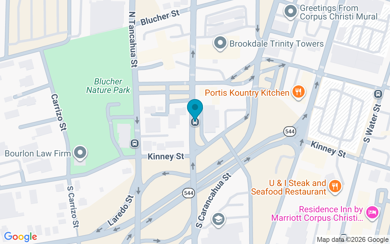 Map showing the location of Carancahua @ Kinney
