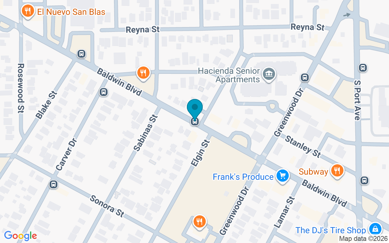 Map showing the location of Baldwin @ Elgin