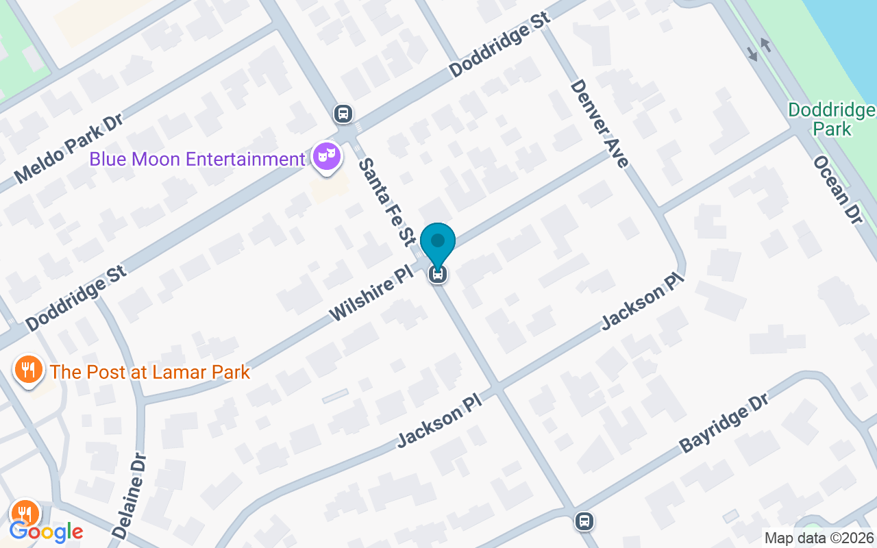 Map showing the location of Santa Fe @ Wilshire