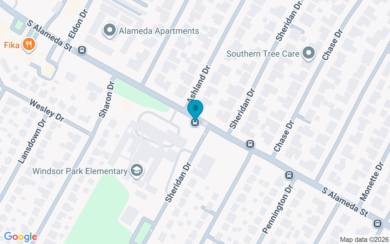 Map showing the location of Alameda @ Sheridan