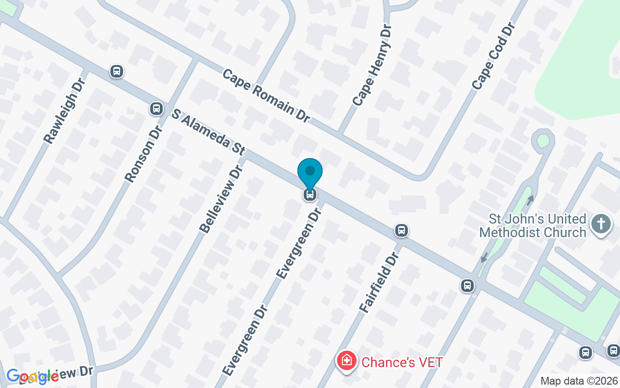 Map showing the location of Alameda @ Evergreen