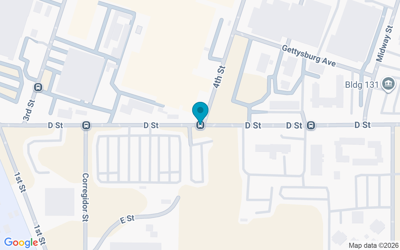 Map showing the location of Ave D @ 4th Street