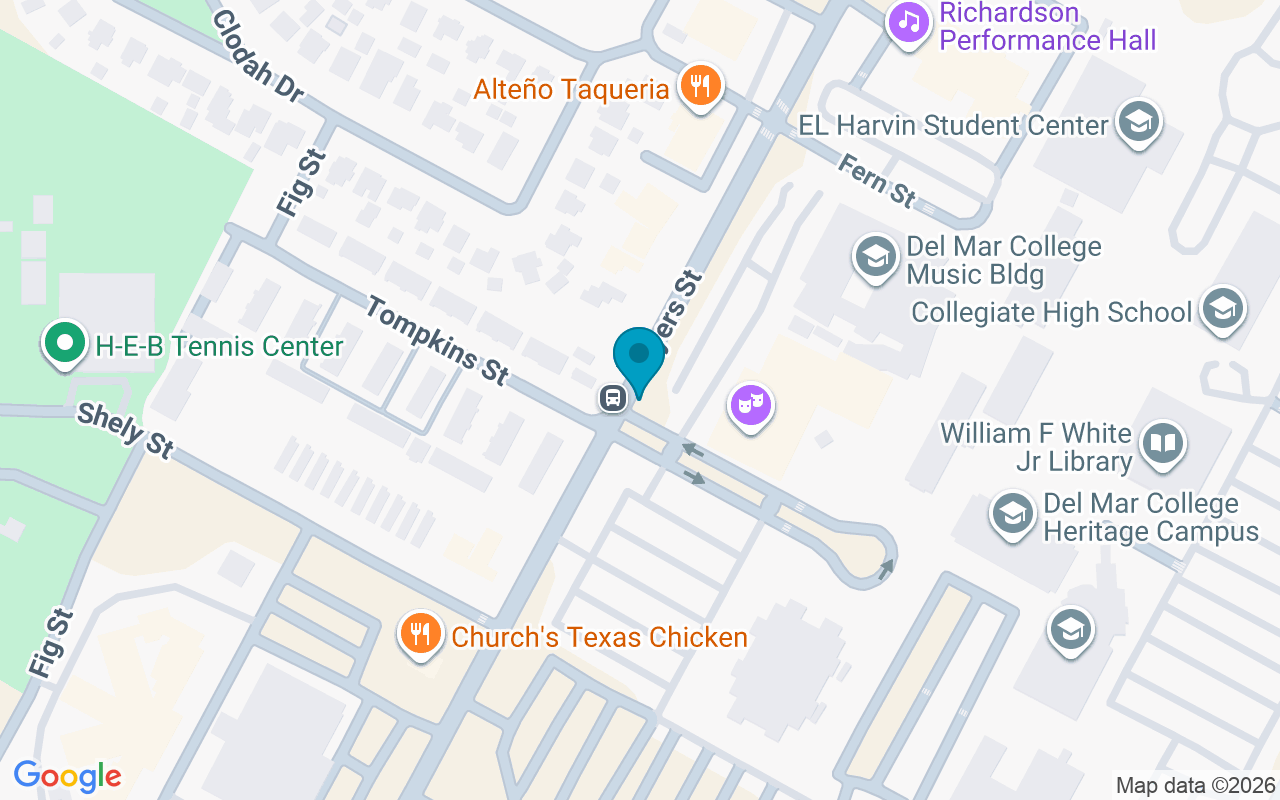 Map showing the location of Ayers @ Del Mar College
