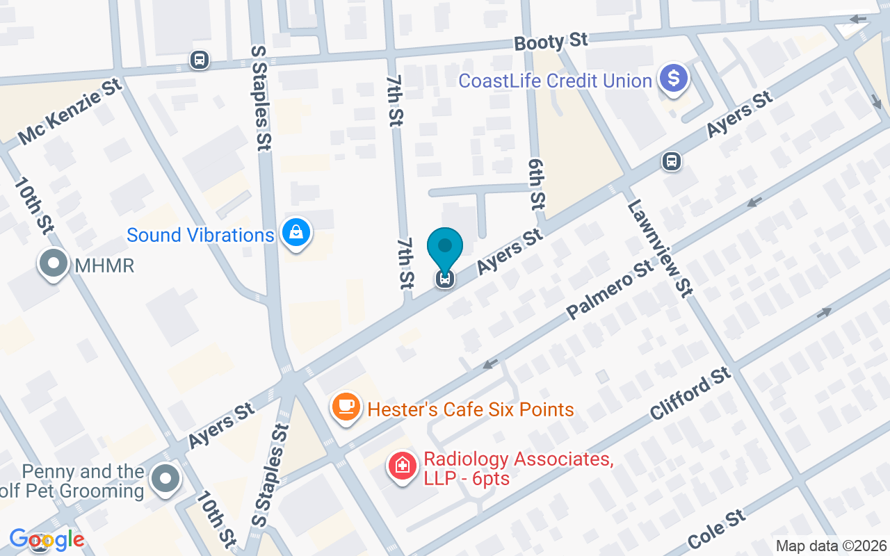 Map showing the location of Ayers @ 7th