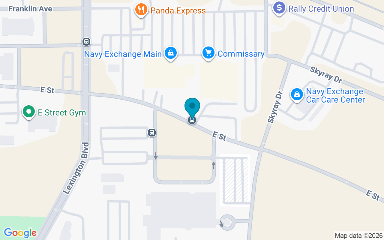 Map showing the location of Ave E @ Hospital
