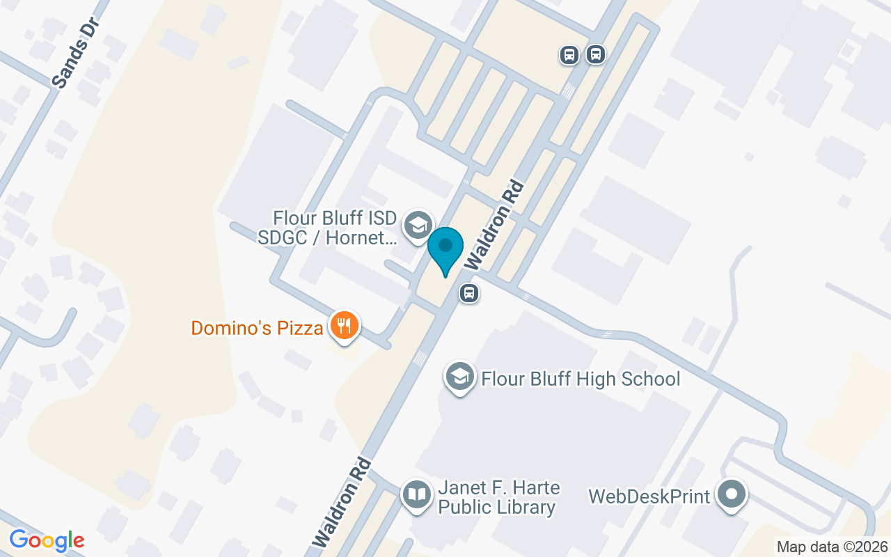 Map showing the location of Waldron @ Flour Bluff Isd
