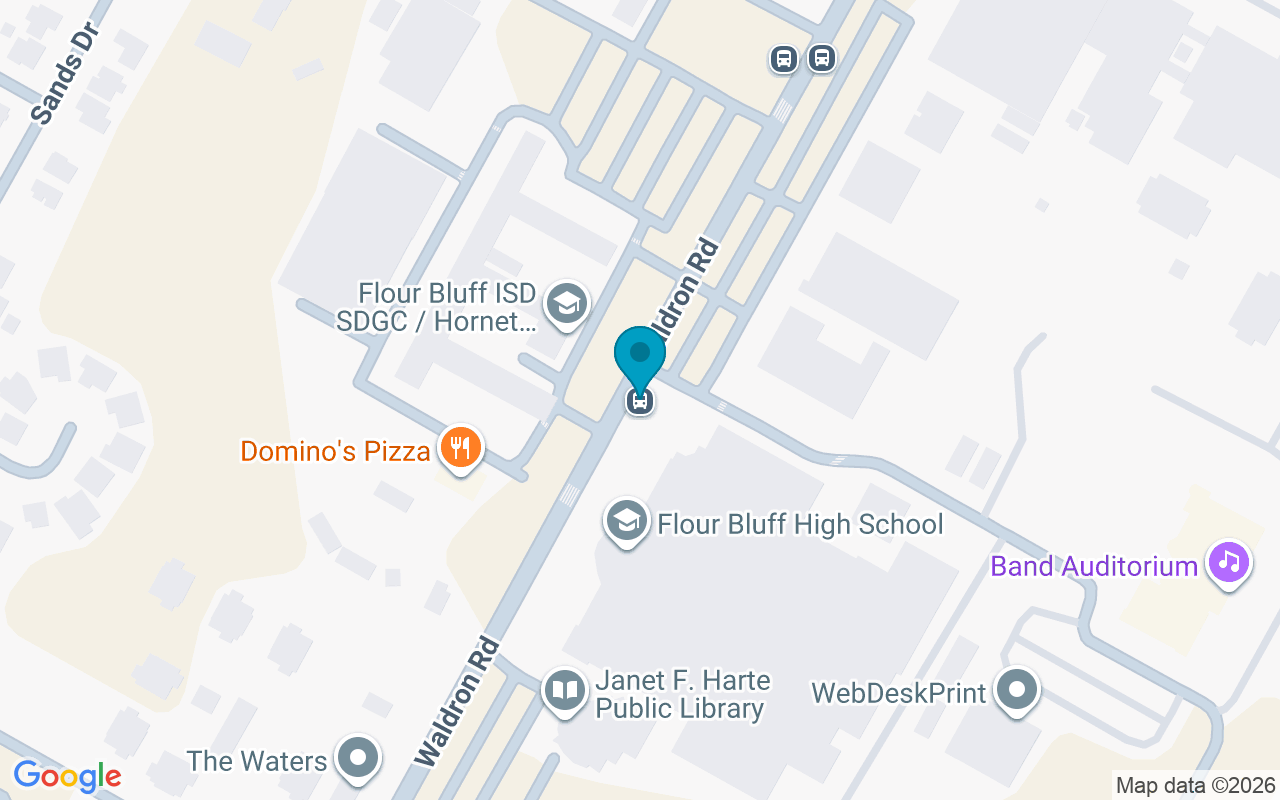 Map showing the location of Waldron @ Flour Bluff Isd