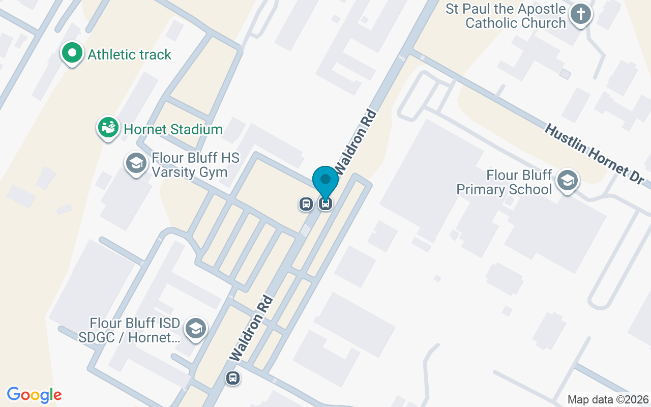 Map showing the location of Waldron @ Flour Bluff Isd