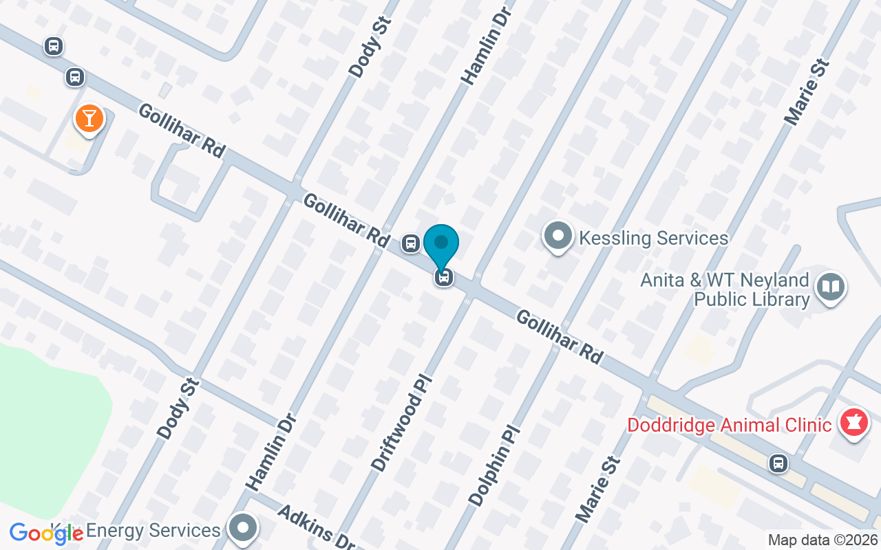 Map showing the location of Gollihar @ Driftwood