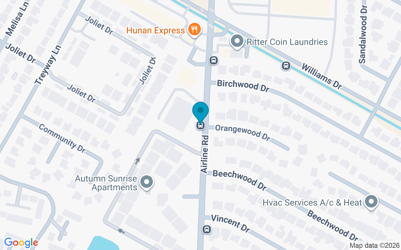 Map showing the location of Airline @ Orangewood