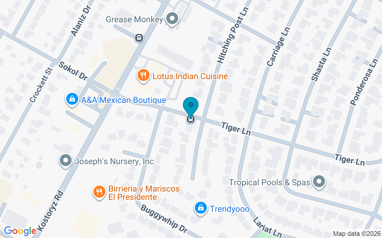 Map showing the location of Tiger Lane