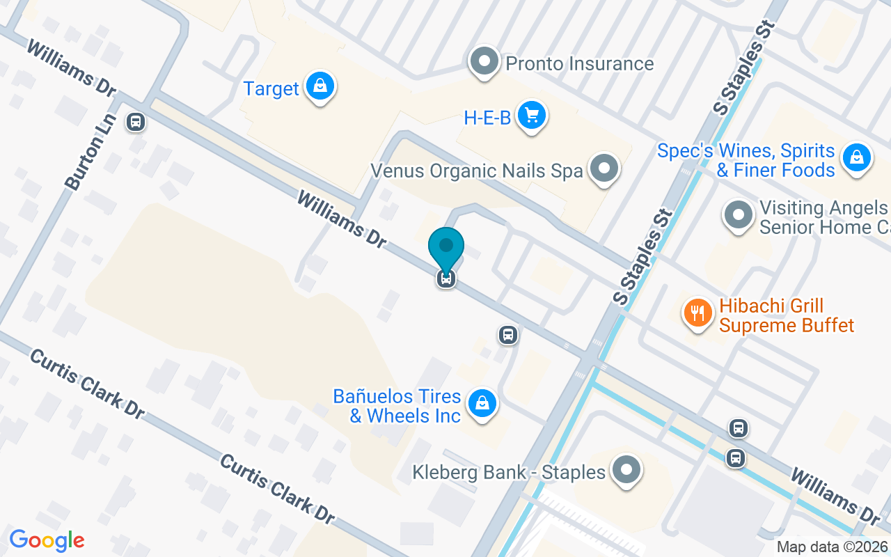 Map showing the location of Williams @ Staples