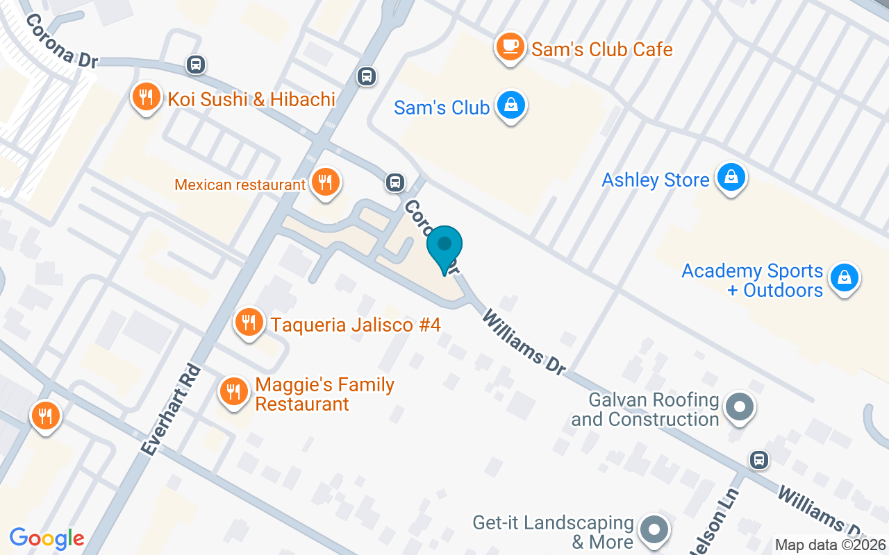 Map showing the location of Williams @ Everhart