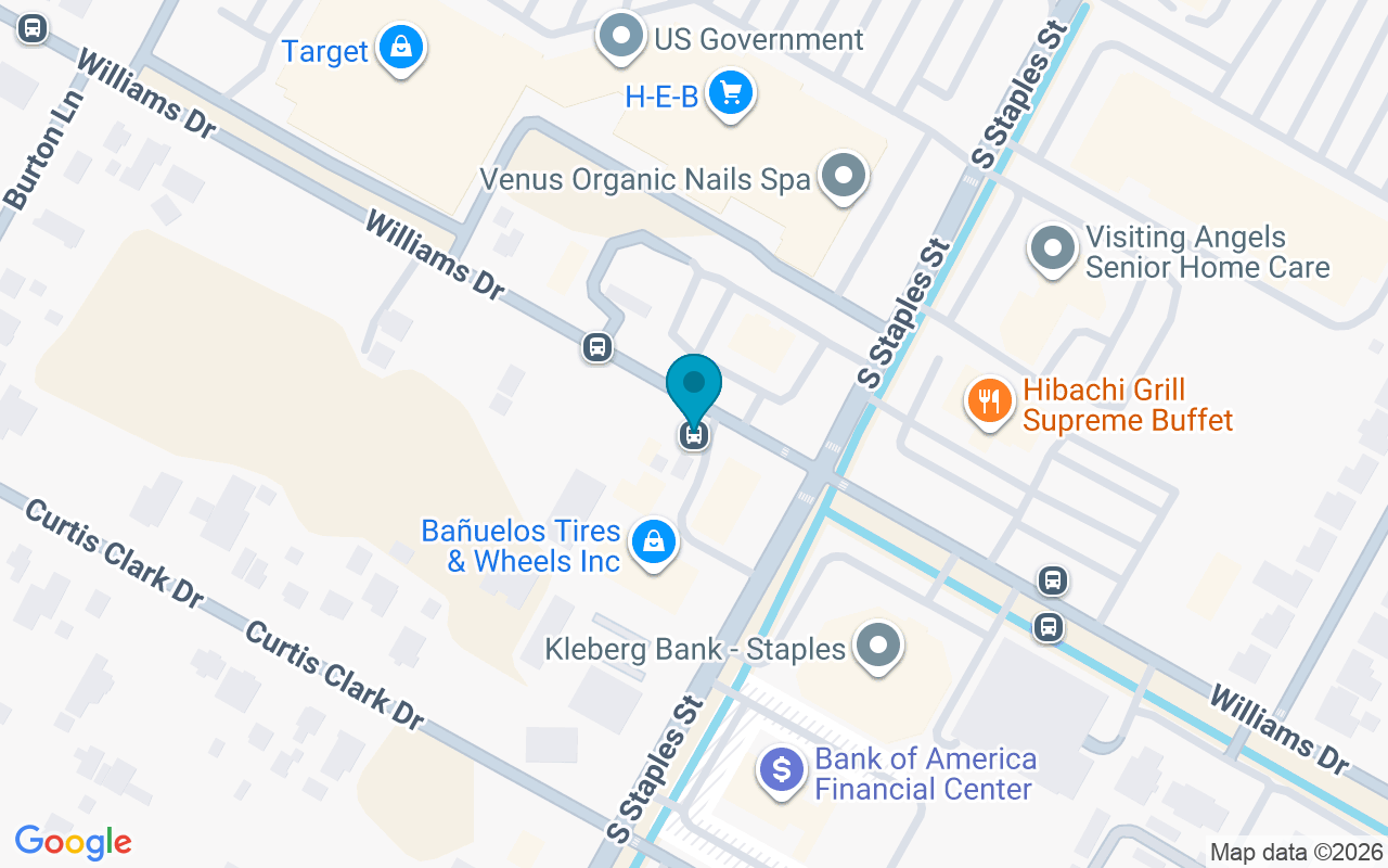 Map showing the location of Willams @ Staples