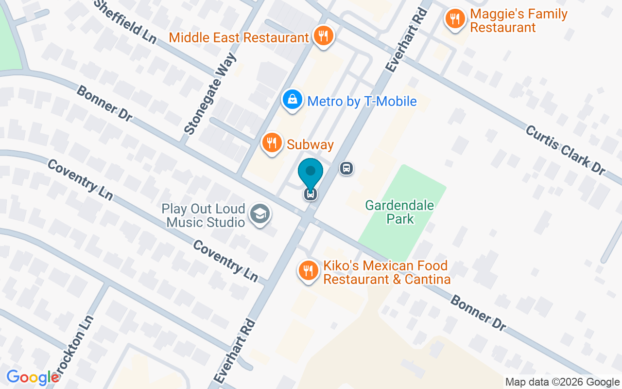 Map showing the location of Everhart @ Bonner