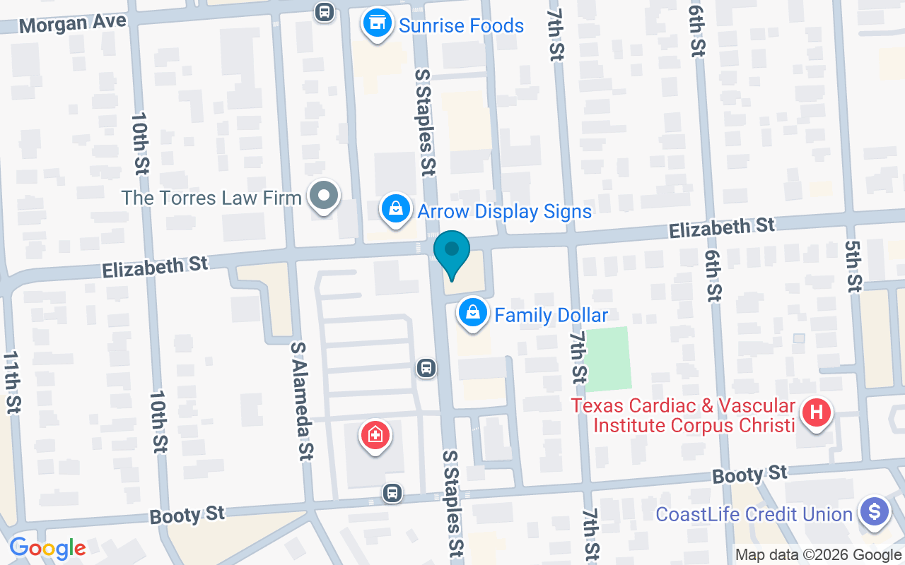 Map showing the location of Staples @ Elizabeth