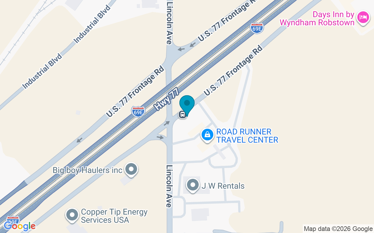 Map showing the location of Mobil Road Runner St