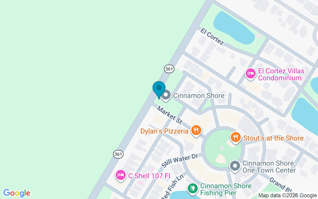 Map showing the location of Cinnamon Shores