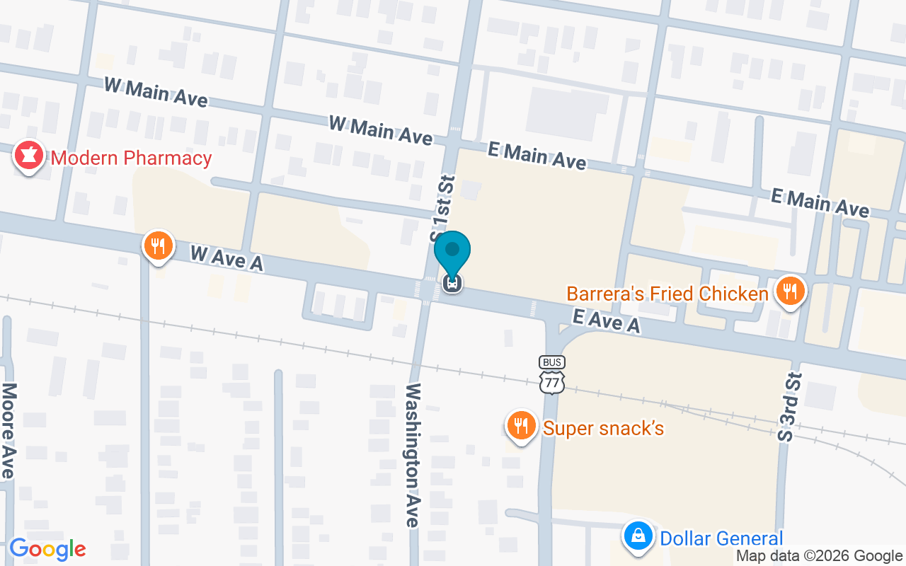 Map showing the location of Ave A @ 1st