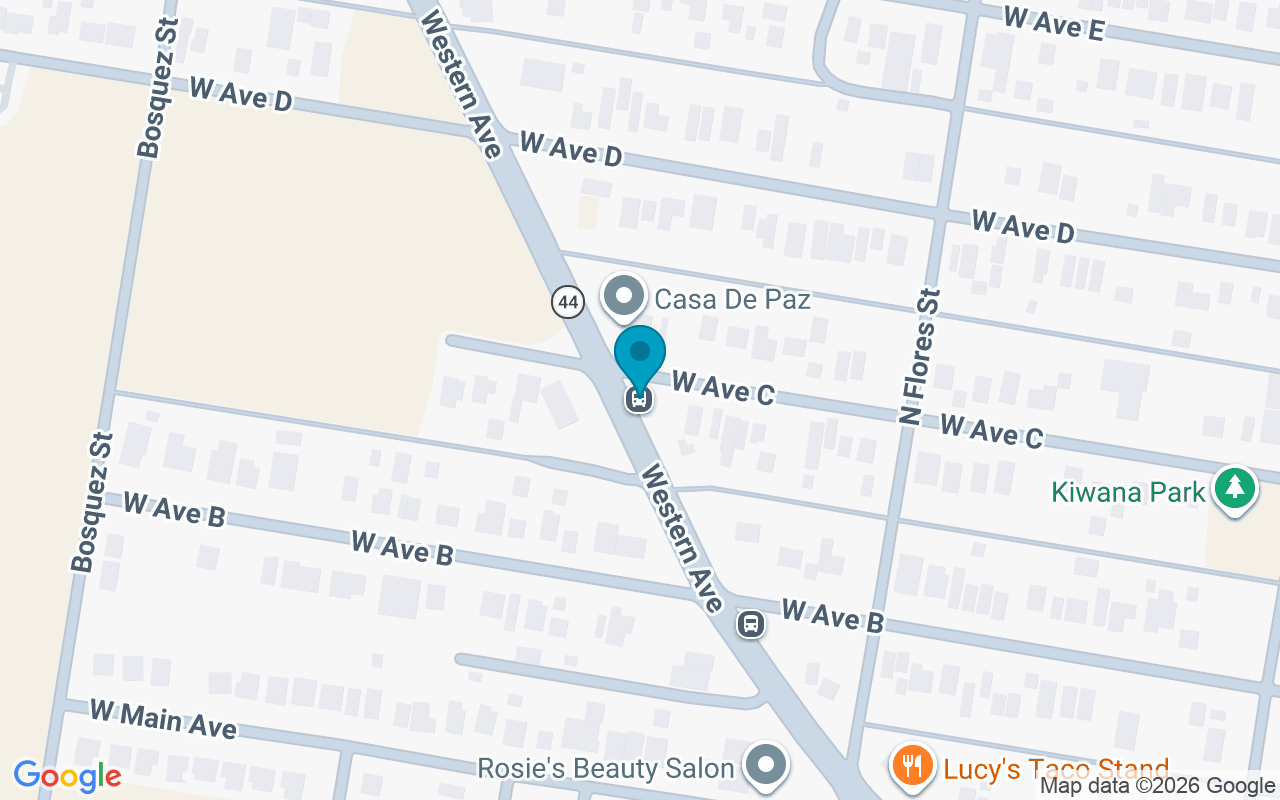 Map showing the location of Western @ W Ave C