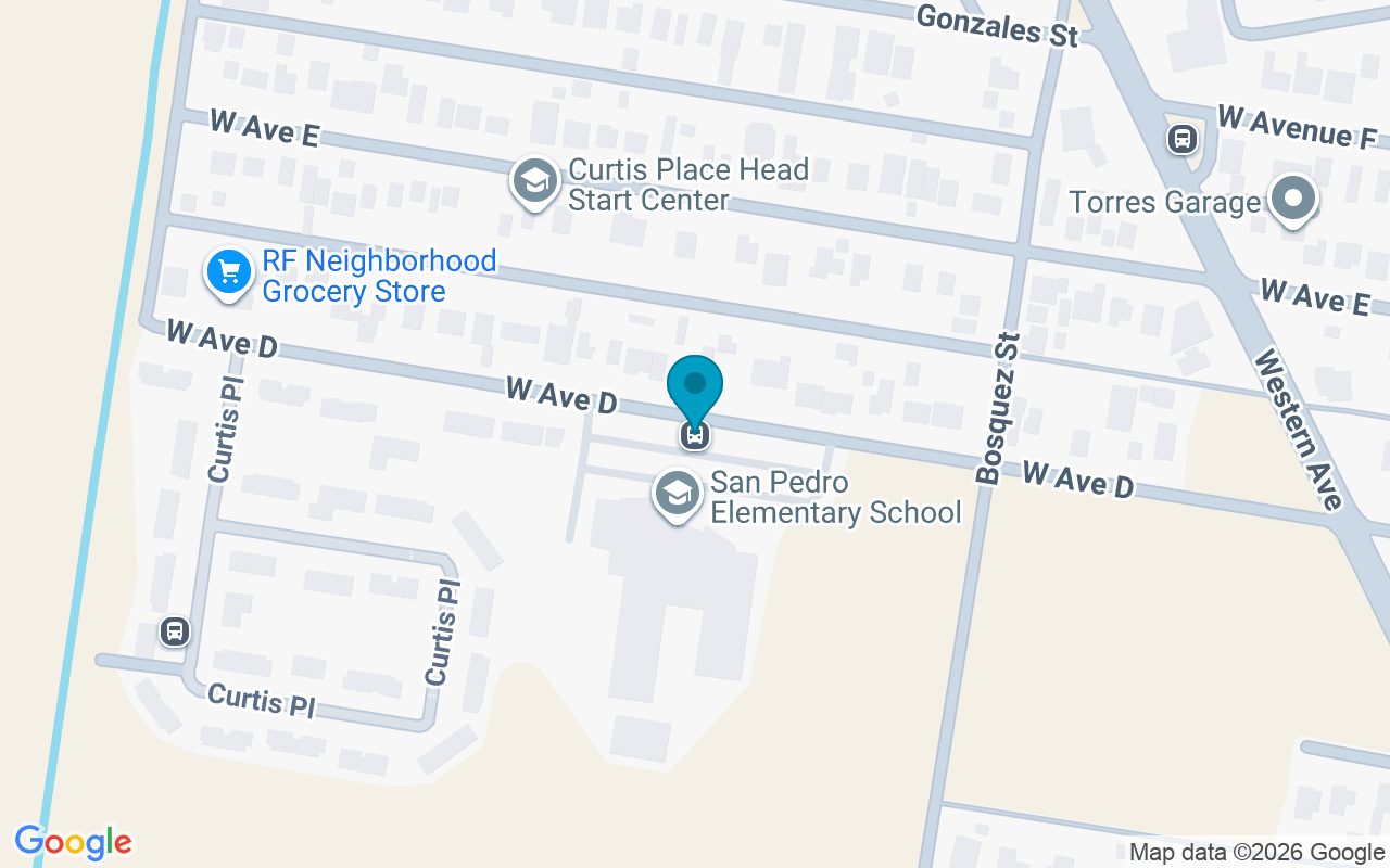 Map showing the location of Ave D @ School