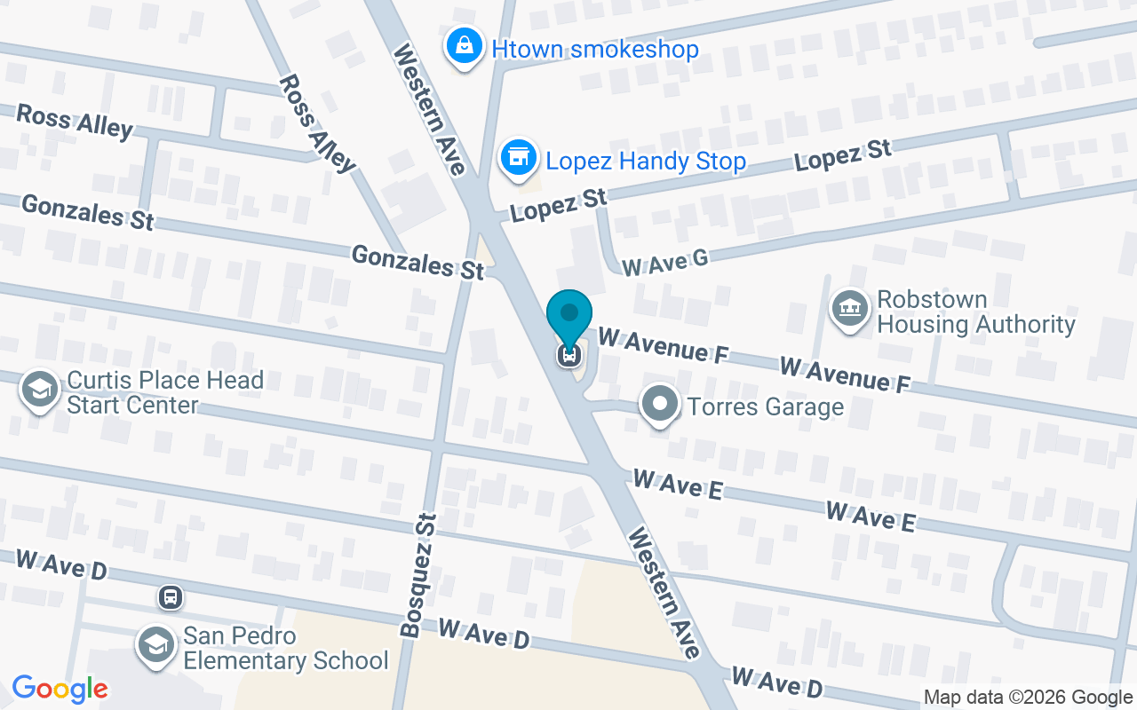 Map showing the location of Western @ W Ave F