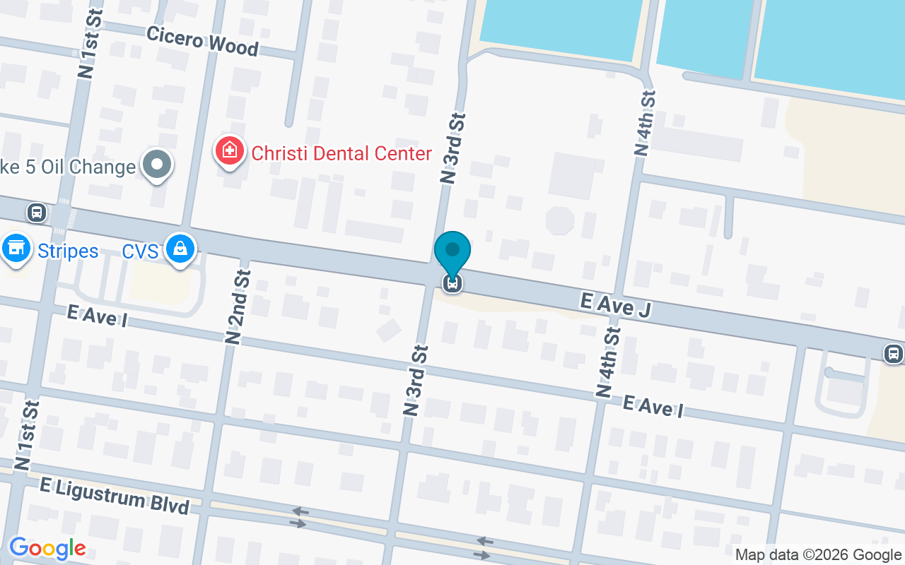 Map showing the location of Ave J @ 3rd