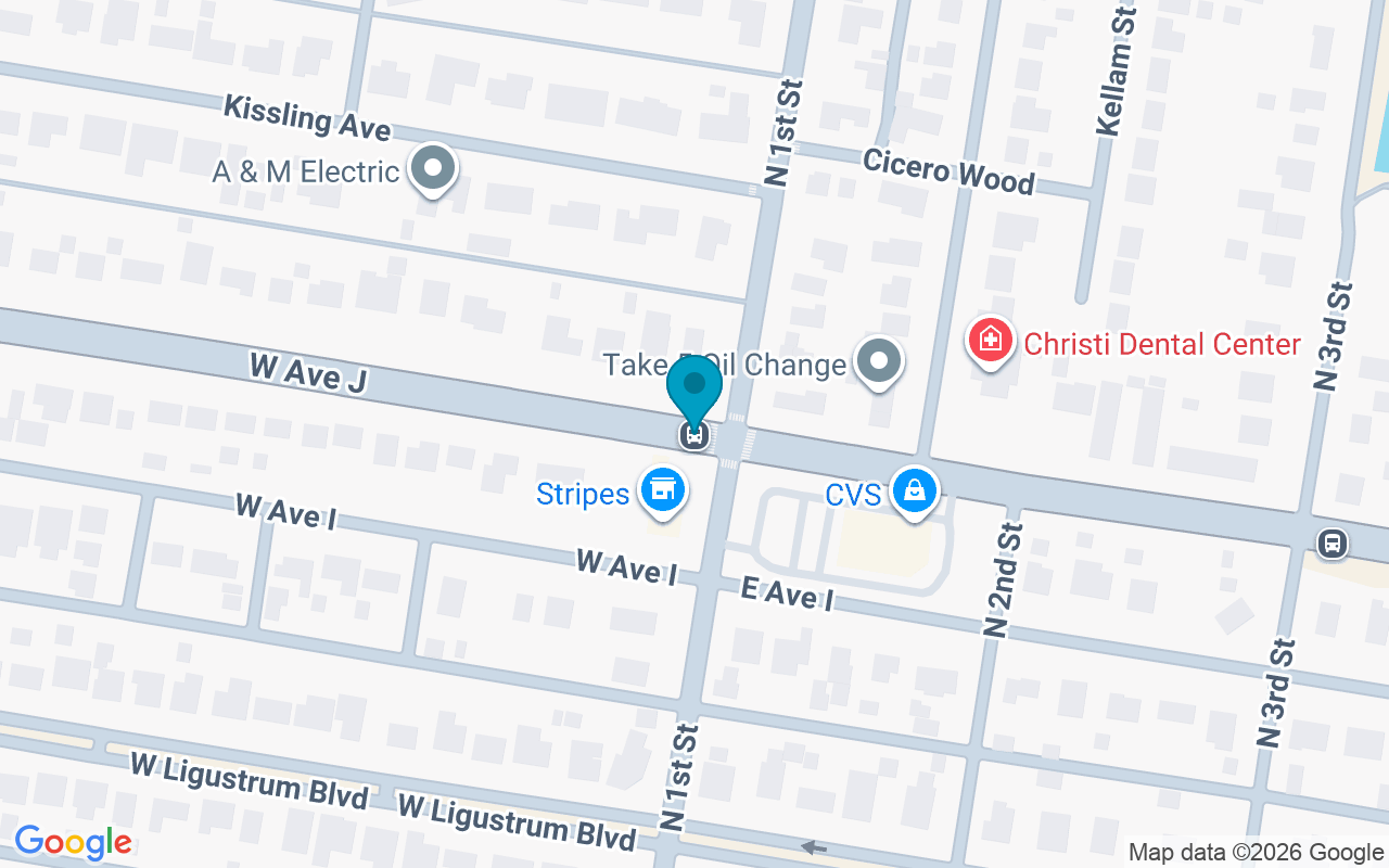 Map showing the location of Ave J @ 1st