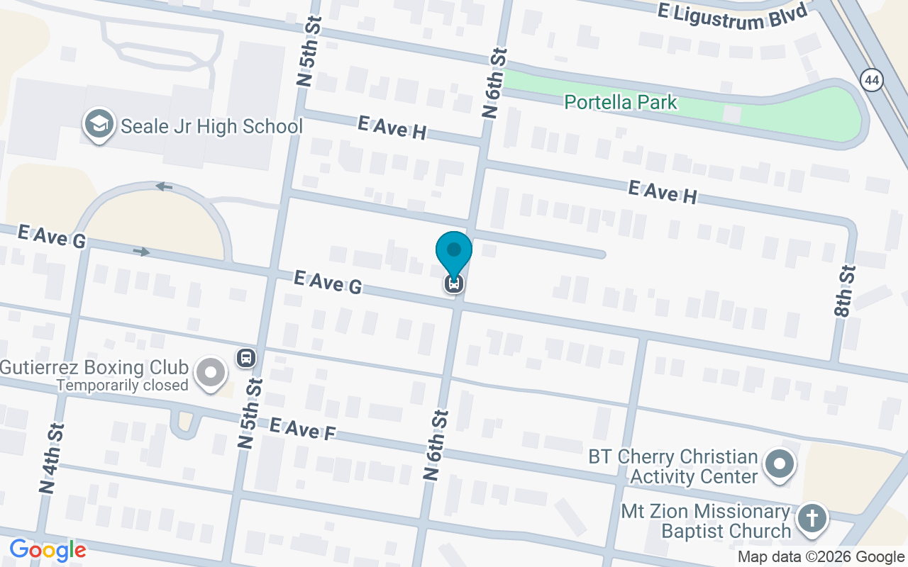 Map showing the location of 6th @ Ave G