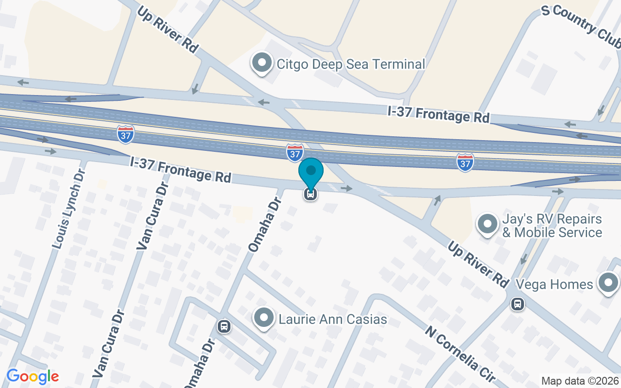 Map showing the location of I37 Accessrd @ Upriver