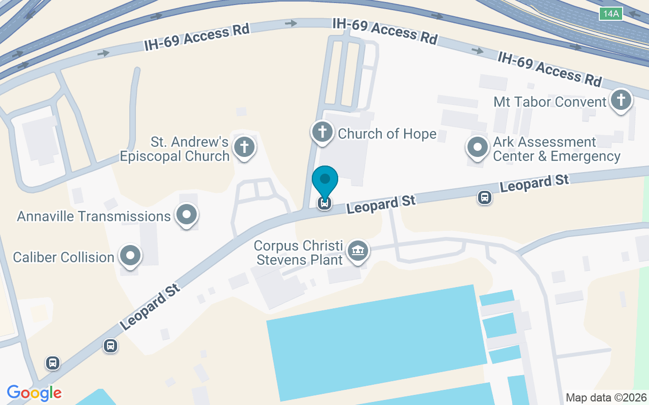 Map showing the location of Leopard St.