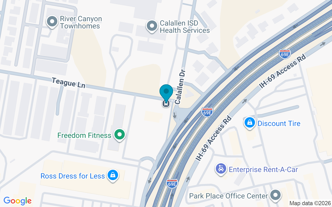 Map showing the location of Teague @ Calallen