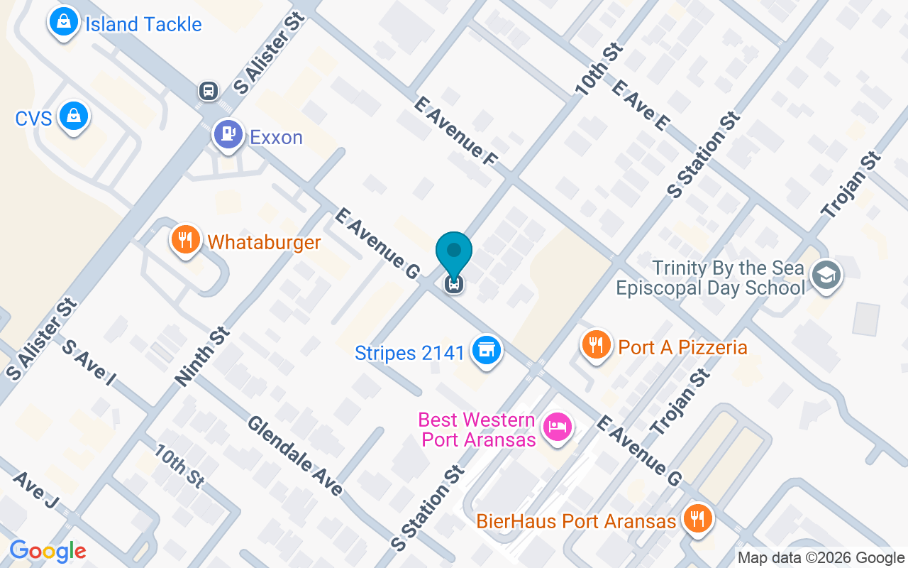 Map showing the location of Ave G @ 10th Street