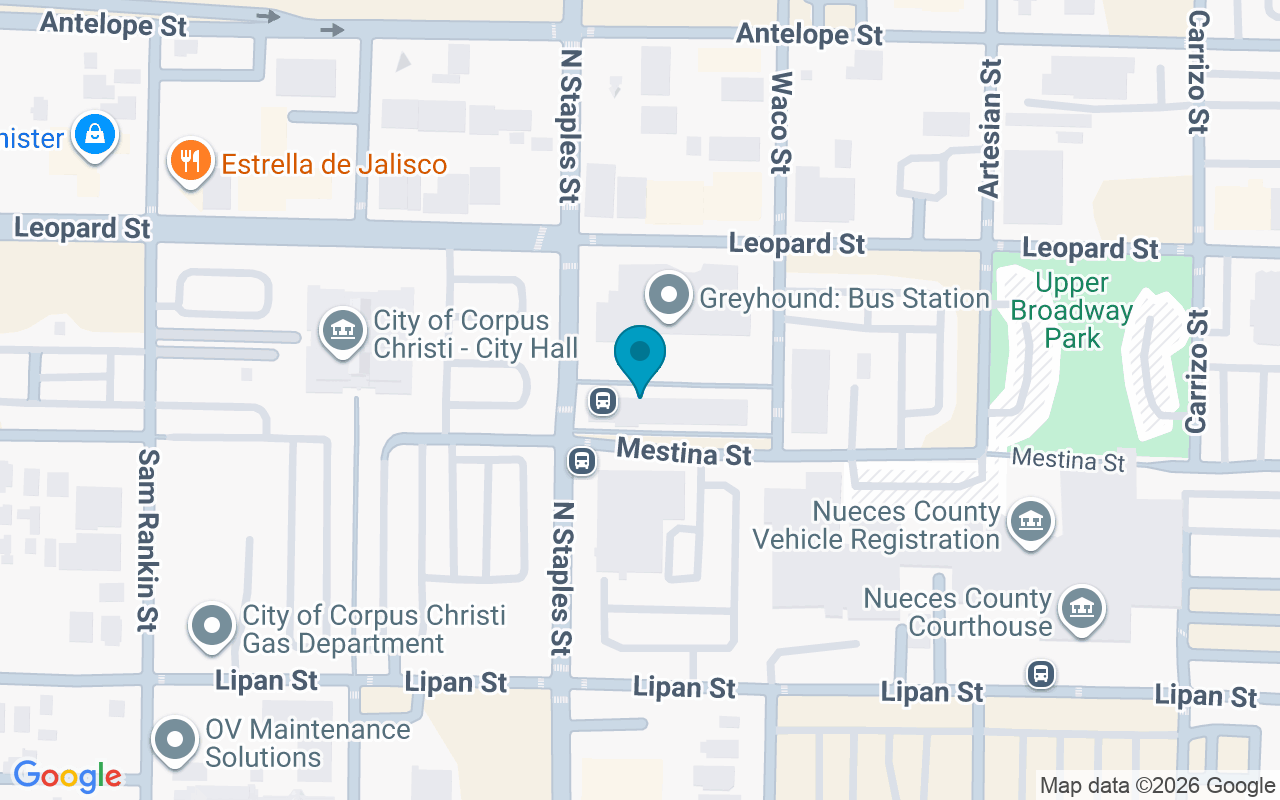 Map showing the location of Staples Street Station Bay B