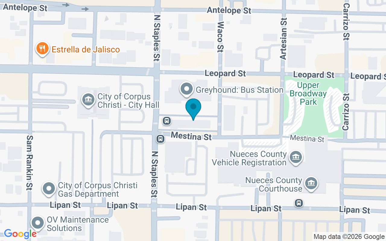 Map showing the location of Staples Street Station Bay C